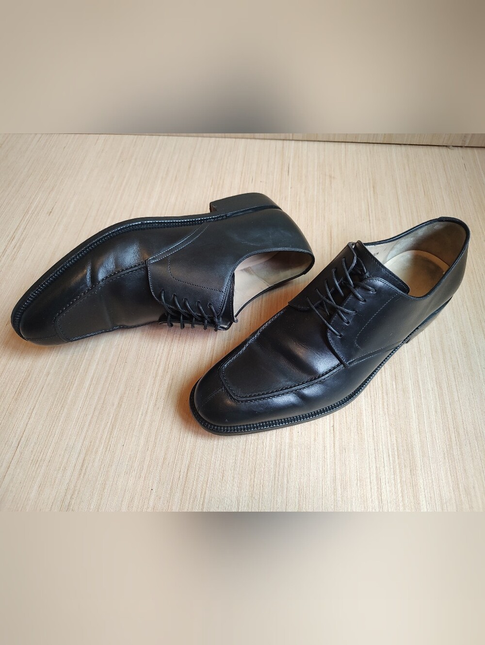 Salvatore Ferragamo Oxford Dress Shoes Black Leather Lace Up Men's Split Toe 9.5